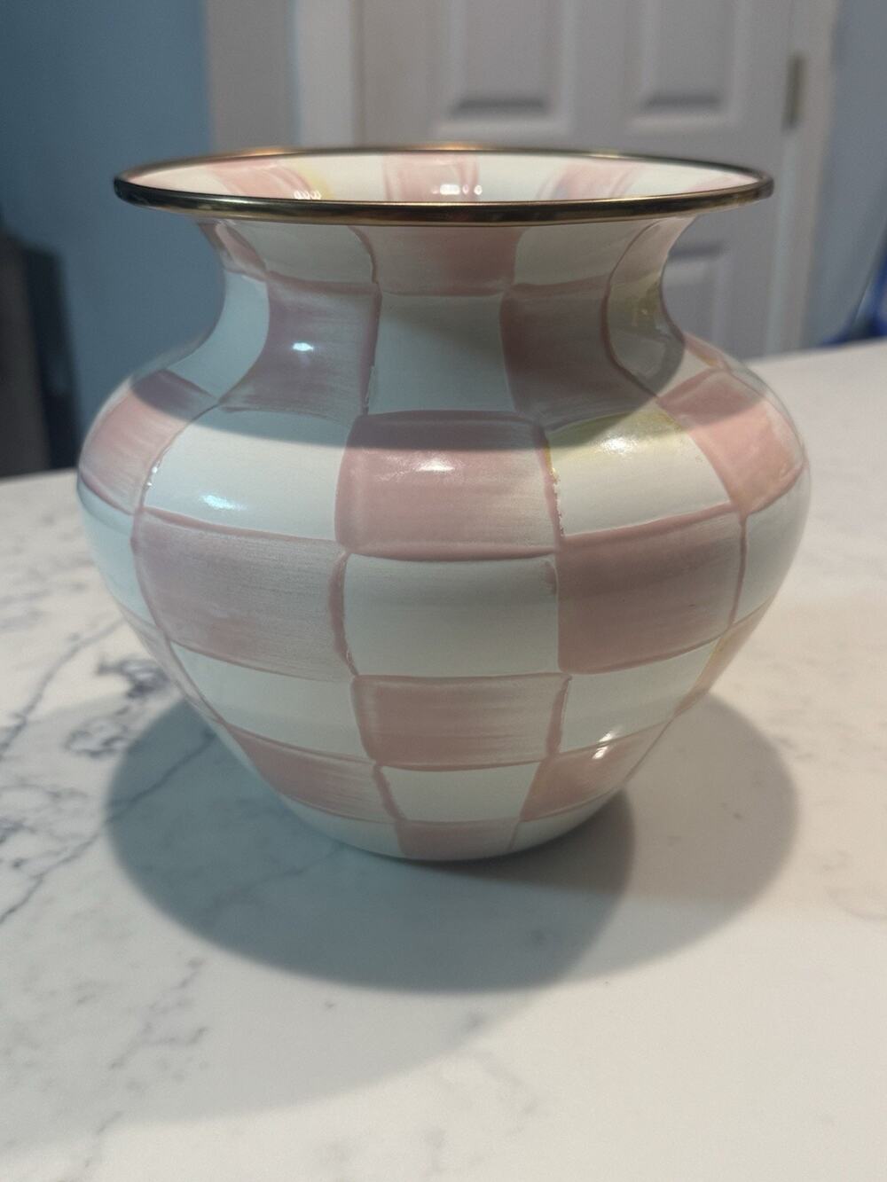 Mackenzie Childs Rosy Check Large Vase Never Used